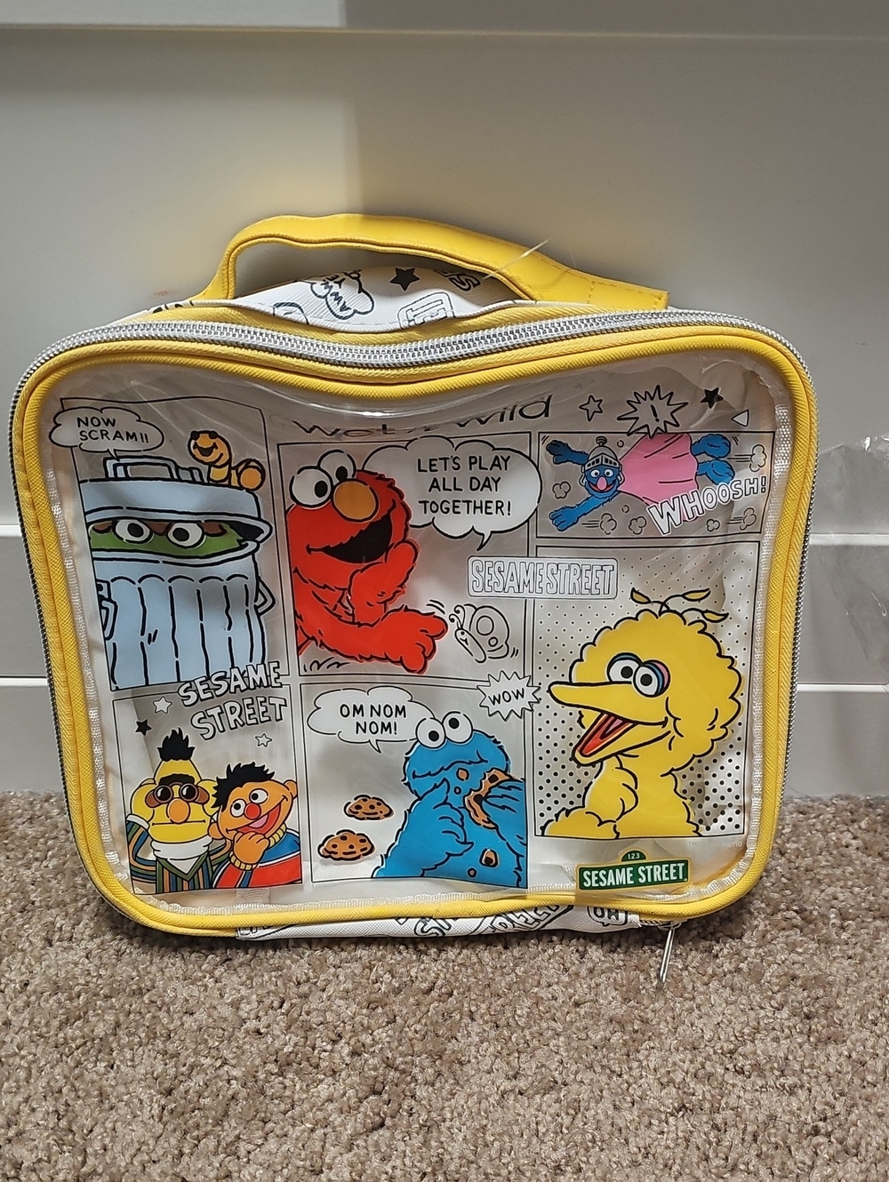 Sesame Street Clear Comic Panel Make Up Bag with Yellow Trim